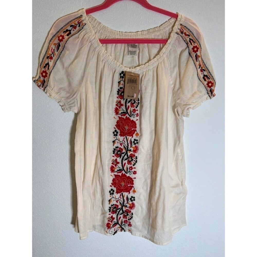 Lucky brand embroidered shirt top xl juniors nwt